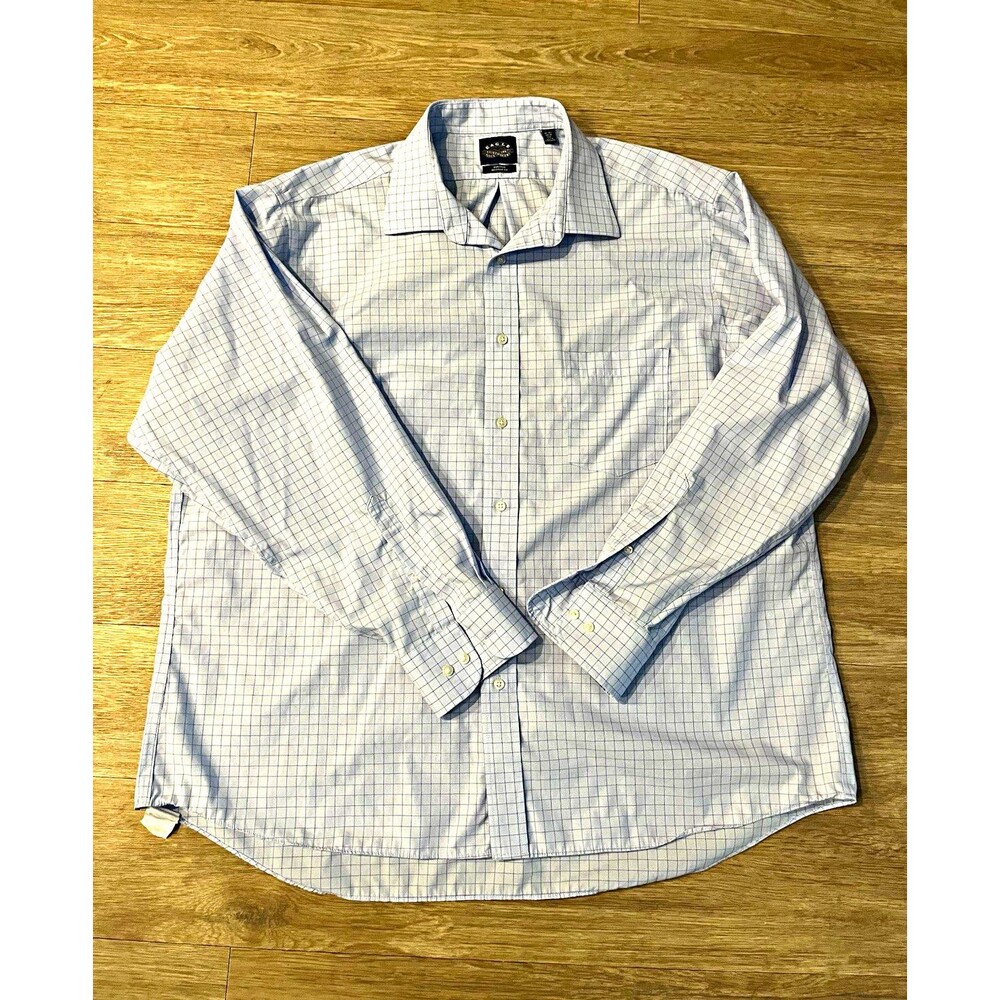 Eagle Non-Iron Regular Fit Light Blue/White Check Cotton Dress Shirt 2XL 0046